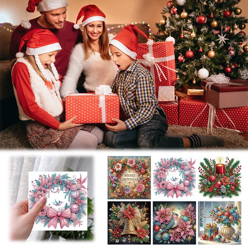 DIY Diamond Art Painting Christmas Cards Kit, 6 Pack Holiday Greeting Cards with Snowman & Reindeer for Kids & Adults, Fun Xmas Craft Activity for Family and Classroom - Image 2